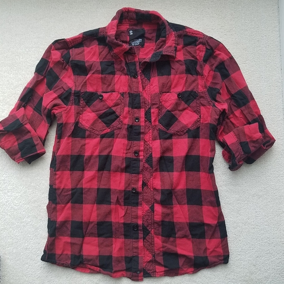 Buffalo Check Red Black Plaid Shirt Long Sleeve - Picture 1 of 11